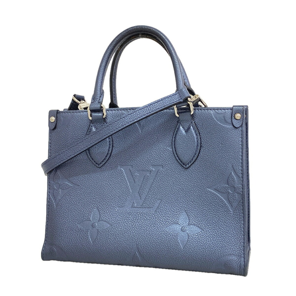 Louis Vuitton Monogram Empreinte OnTheGo PM Handbag M58956 Navy Blue 2-way ba...